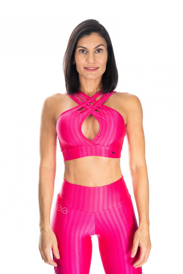 Pink Cross Sports Bra Top